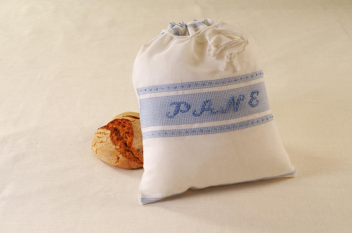 Art-1 sacco porta pane misto lino e celeste