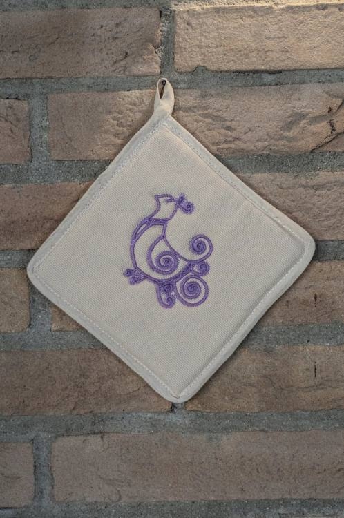 Art-10 presina in cotone con pavoncella lilla