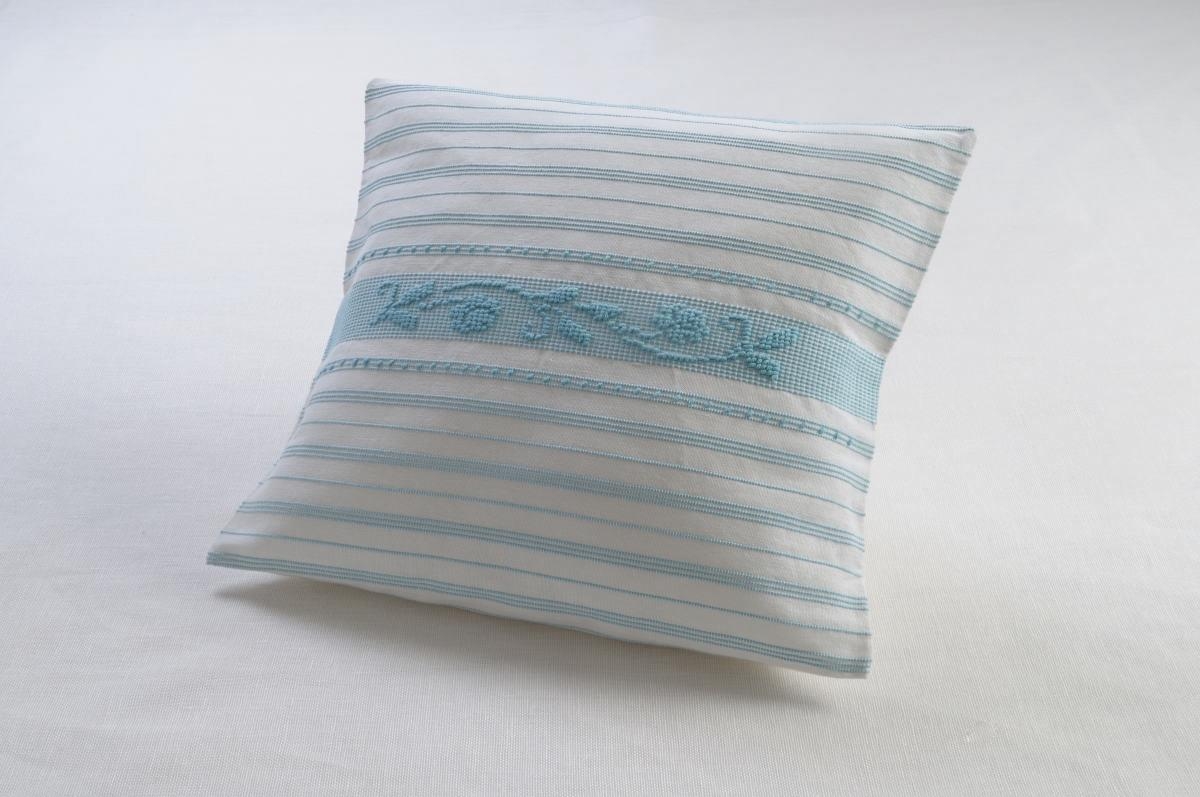 Art-12 copricuscino misto lino roselline celestino