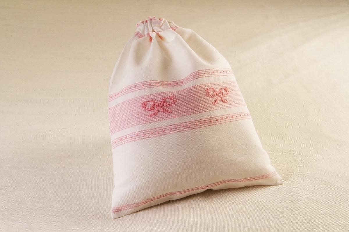 Art-12 sacco porta oggetti misto lino fiocchi rosa baby
