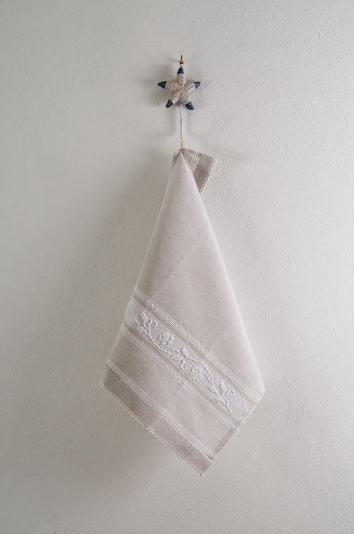 Art-14 canovaccio misto lino roselline bianco