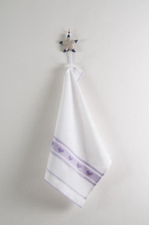 Art-18 canovaccio misto lino cuori lilla