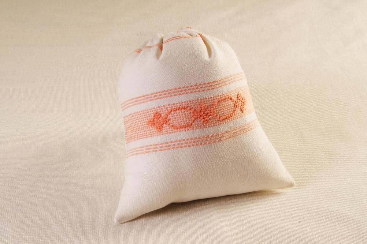 Art-18 sacchetto porta oggetti misto lino esagono-fiorellino albicocca