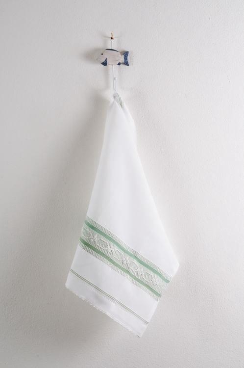 Art-22 canovaccio misto lino esagono-fiorellino bianco