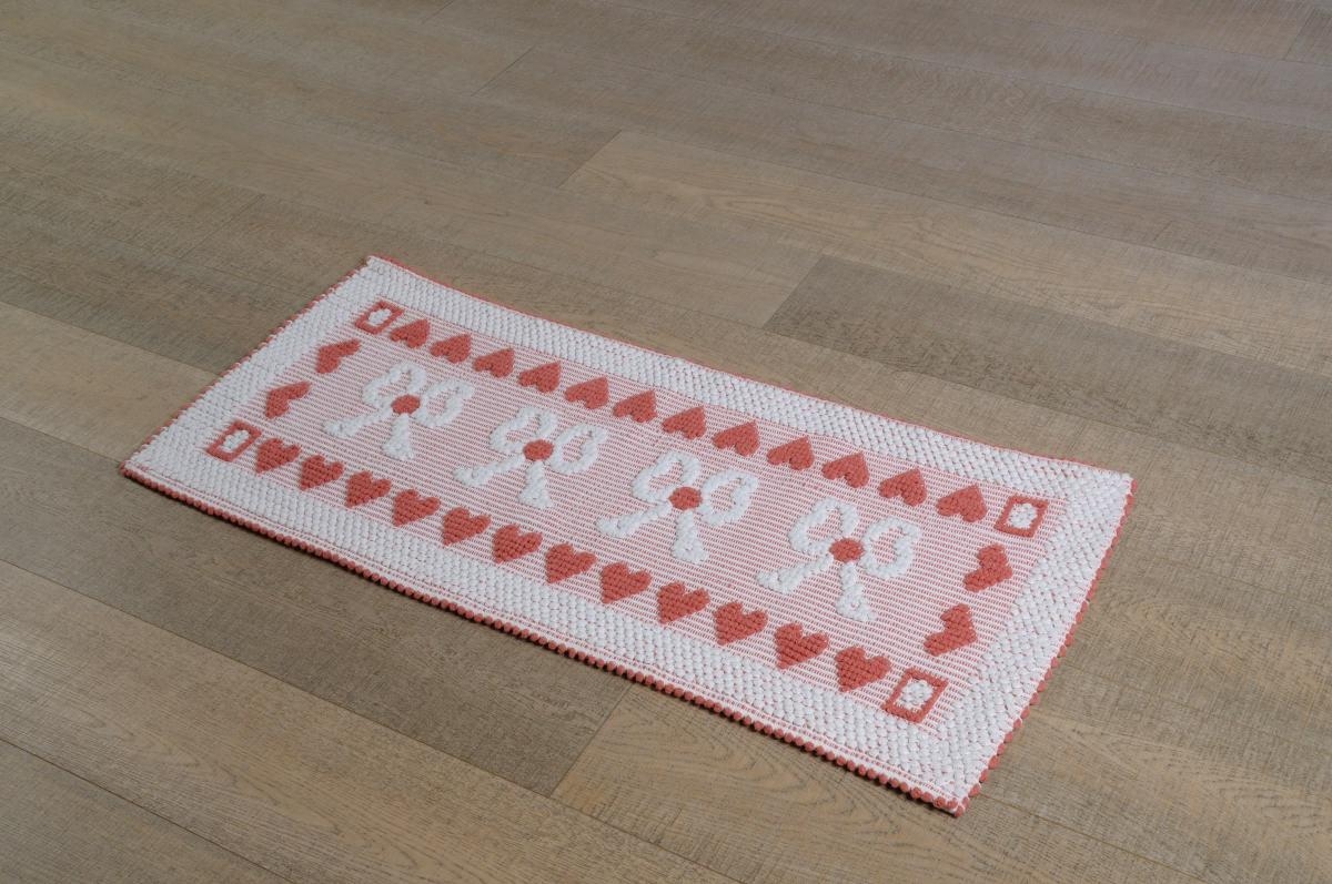 Art-24 tappeto cotone tessuto a rilievo cuori e fiocchi