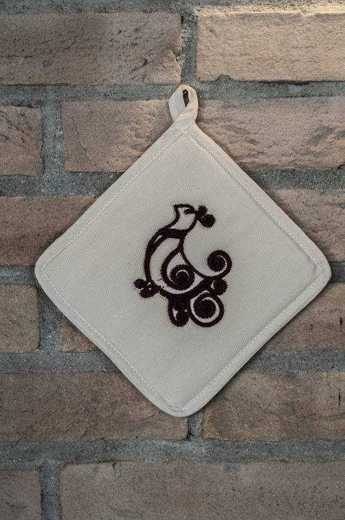 Art-3 presina in cotone con pavoncella marrone