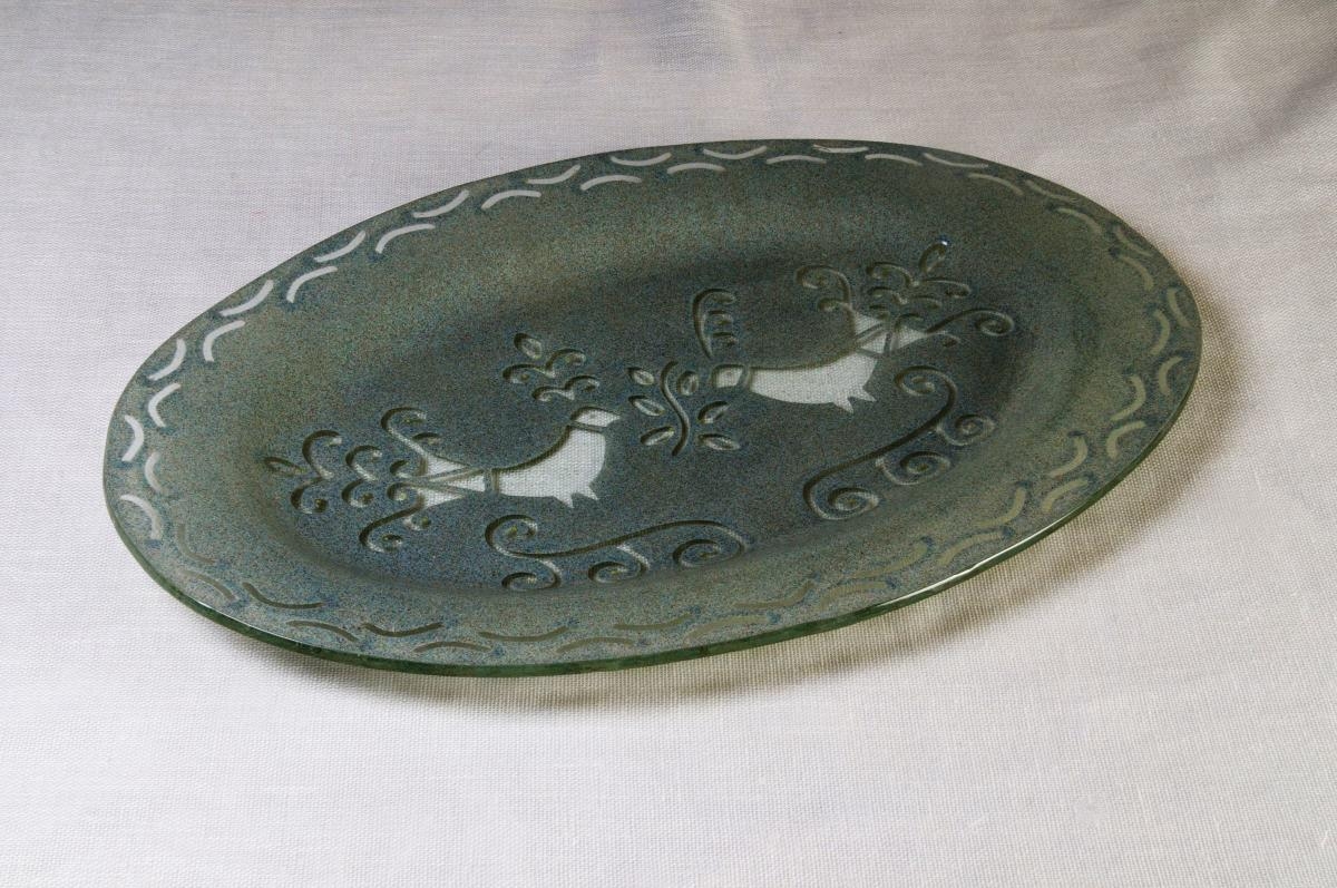 Art-3 vassoio ovale vetro pavoncella grigia