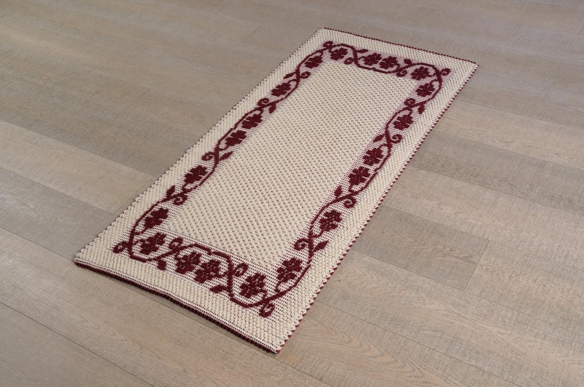 Art-31 tappeto cotone tessuto a rilievo margherite