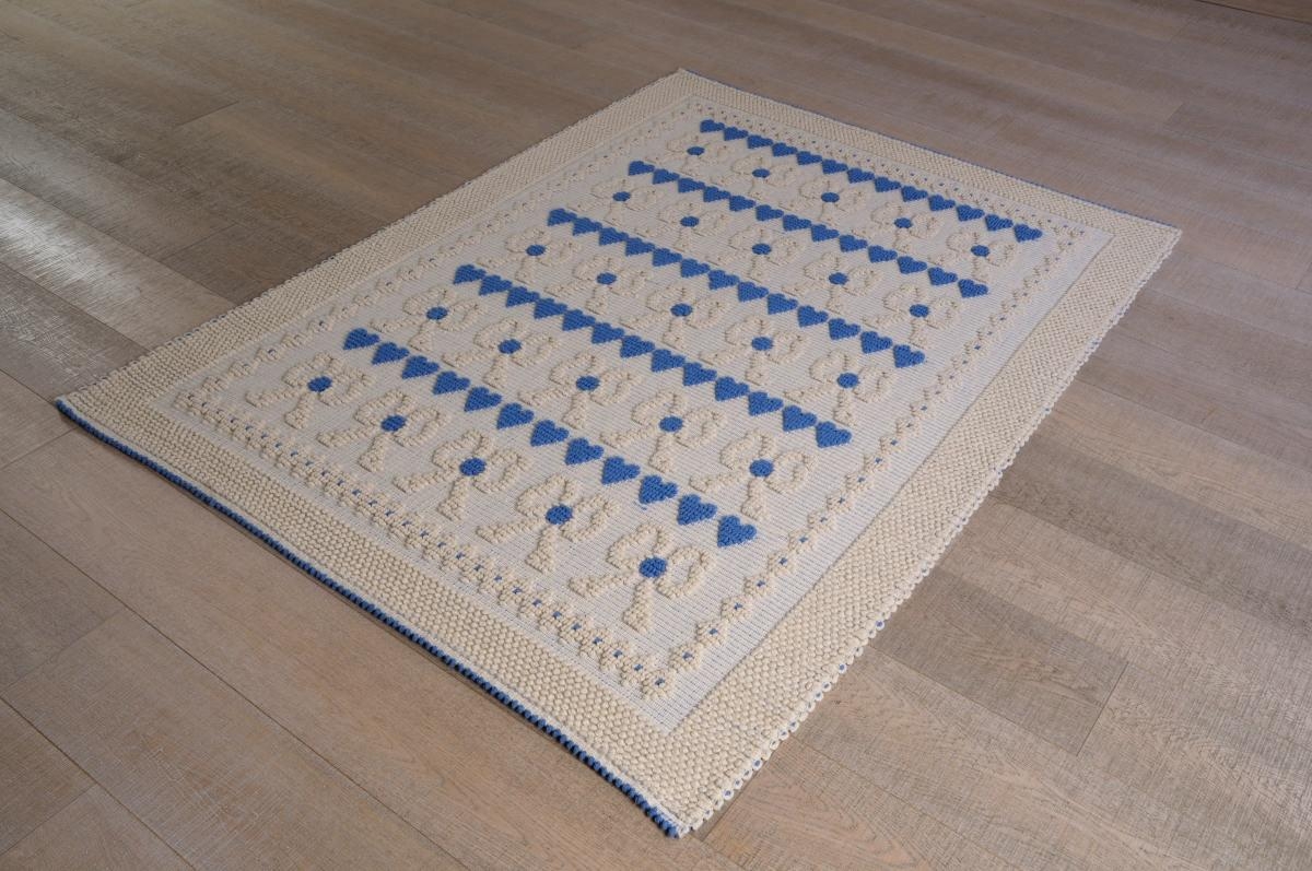 Art-33 tappeto cotone tessuto a rilievo cuori e fiocchi