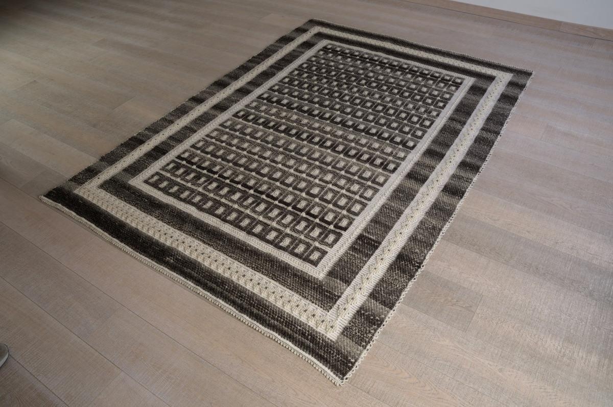 Art-38 tappeto lana tessuto a rilievo quadretti