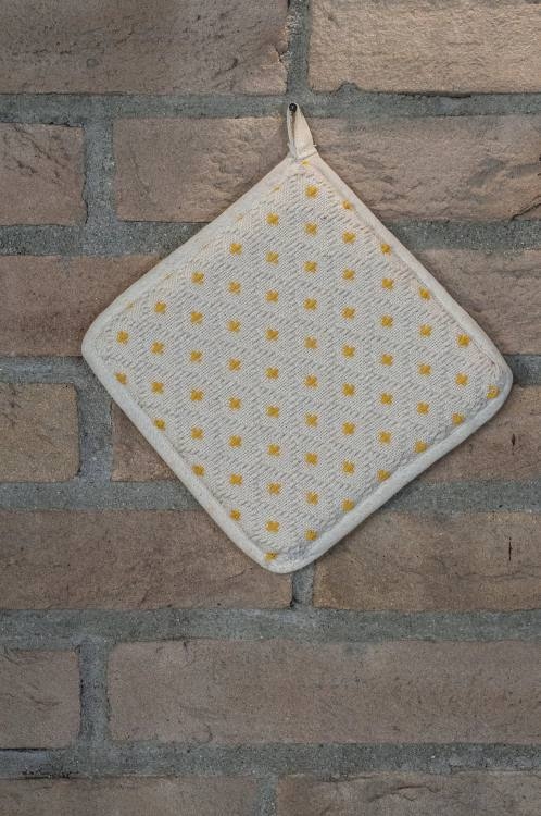 Art-4 presina in cotone con rombetti panna e puntino arancio