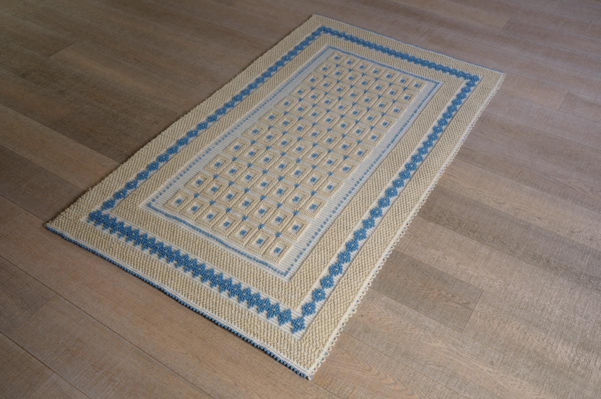 Art-40 tappeto lana tessuto a rilievo quadretti