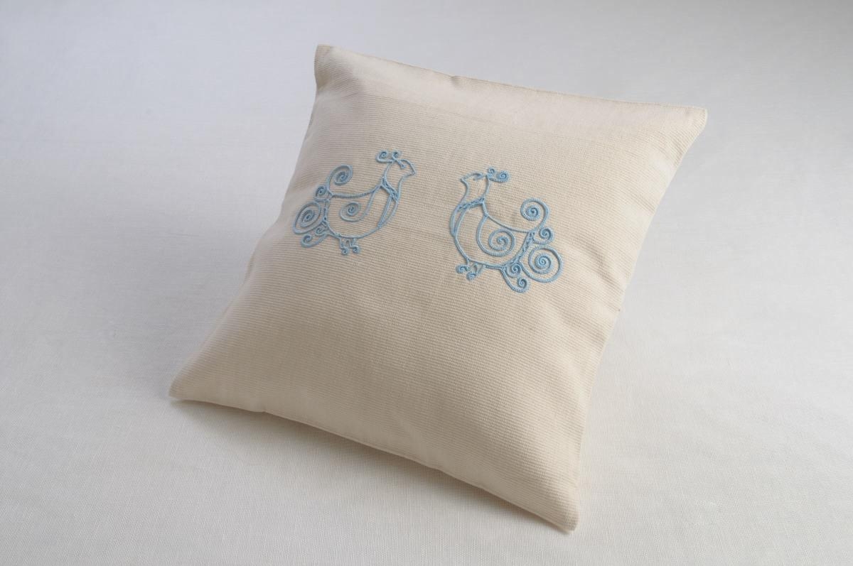 Art-47 copricuscino cotone pavoncella celestino