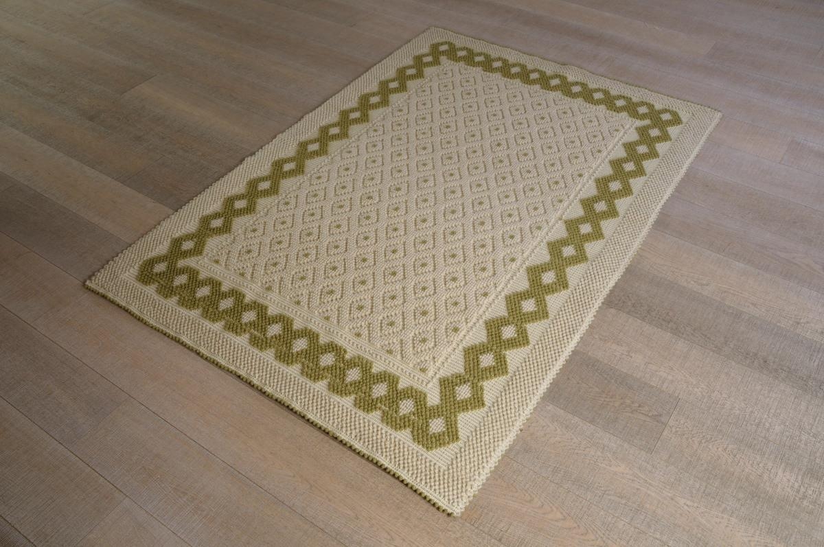 Art-49 tappeto lana tessuto a rilievo rombetti grandi