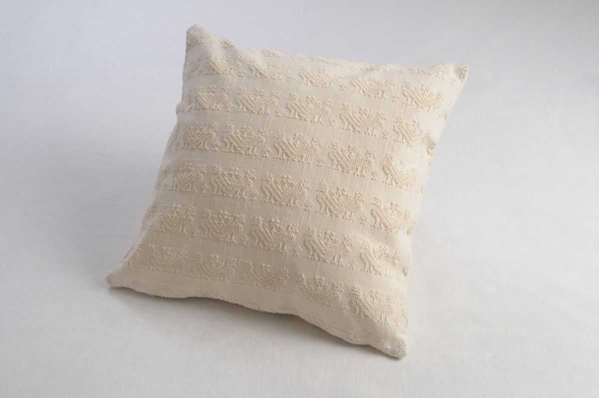 Art-53 copricuscino cotone uccello reale panna