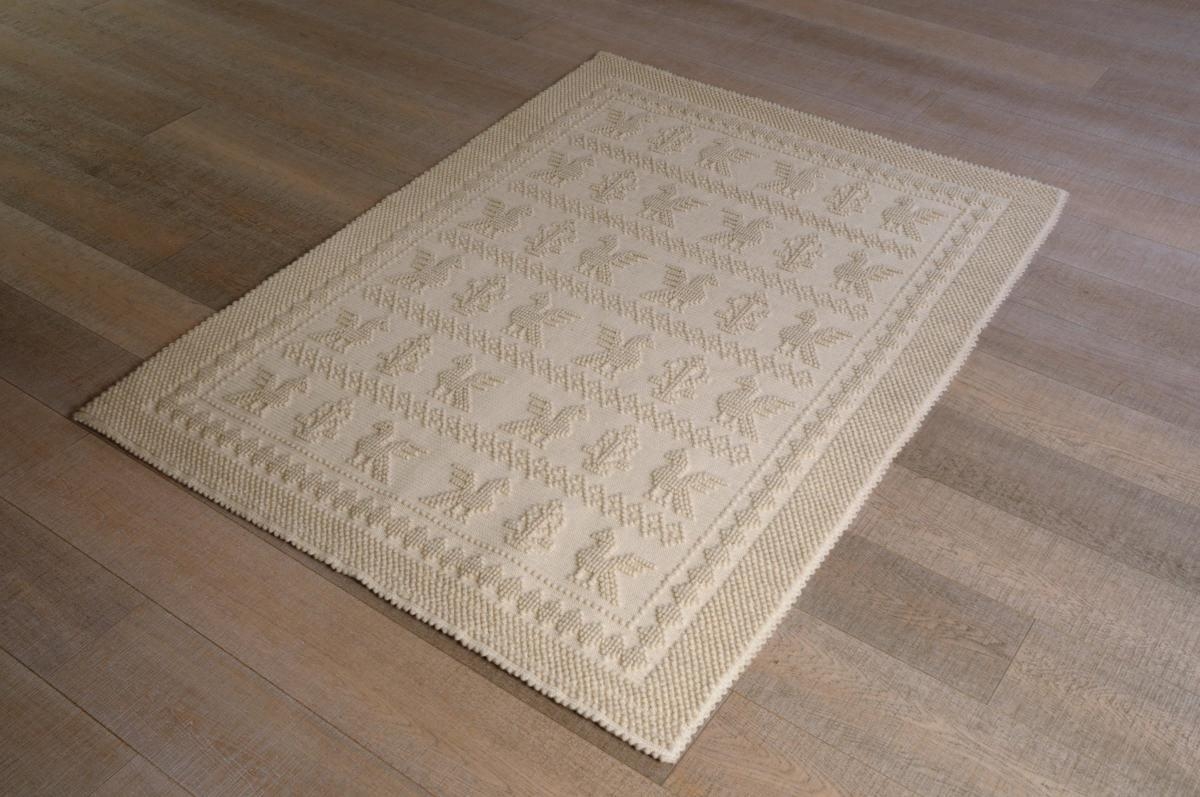 Art-57 tappeto lana tessuto a rilievo pavoncella