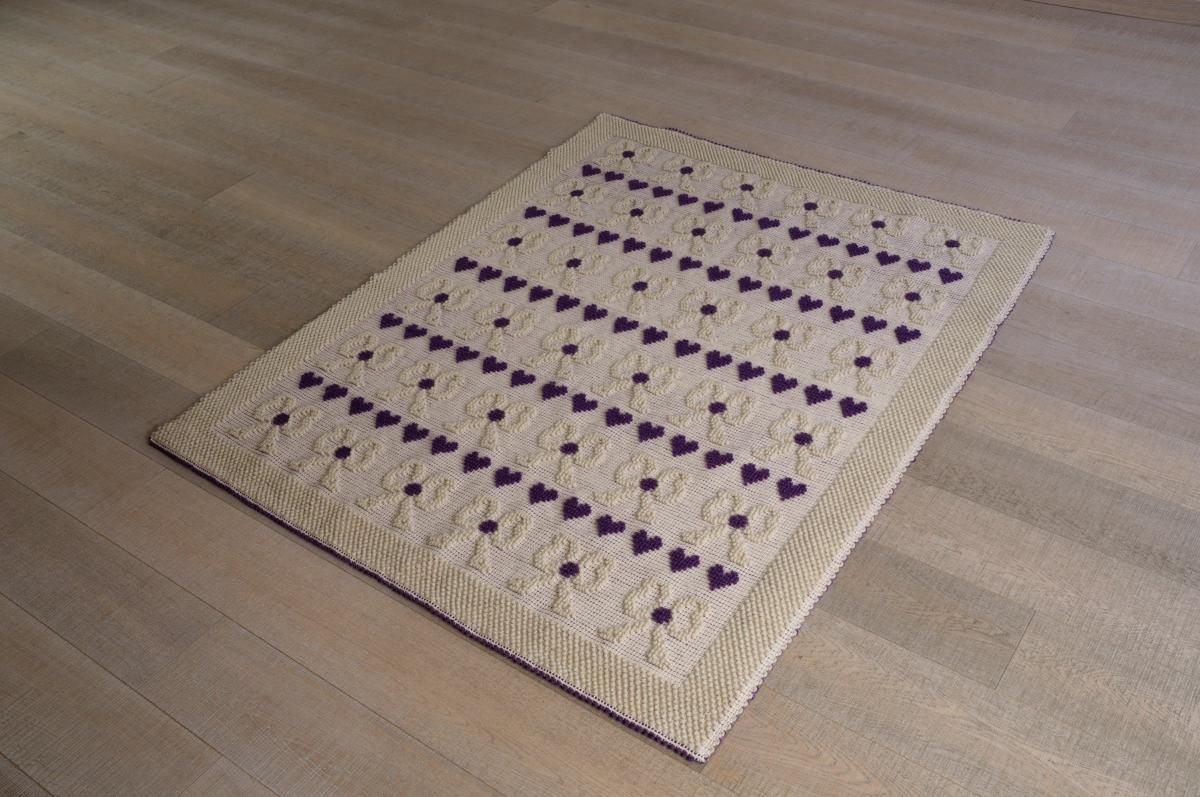 Art-59 tappeto lana tessuto a rilievo cuori e fiocchi