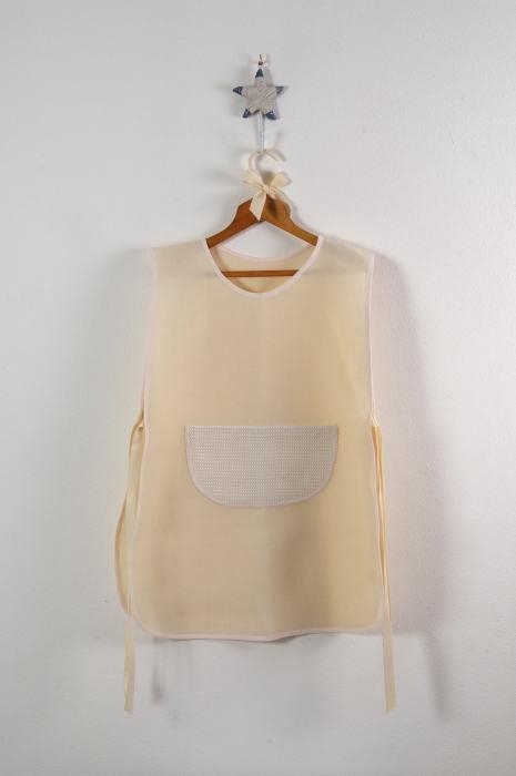 Art-7 grembiulone misto lino con tasca bianca