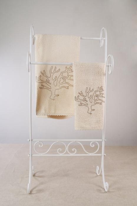 Art-7 set asciugamani spugna corallo tortora