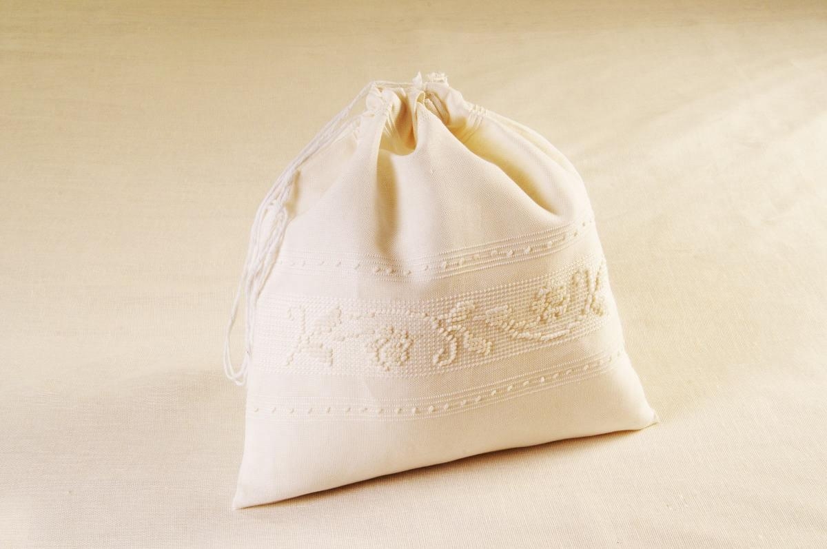 Art-8 sacco porta oggetti misto lino roselline panna