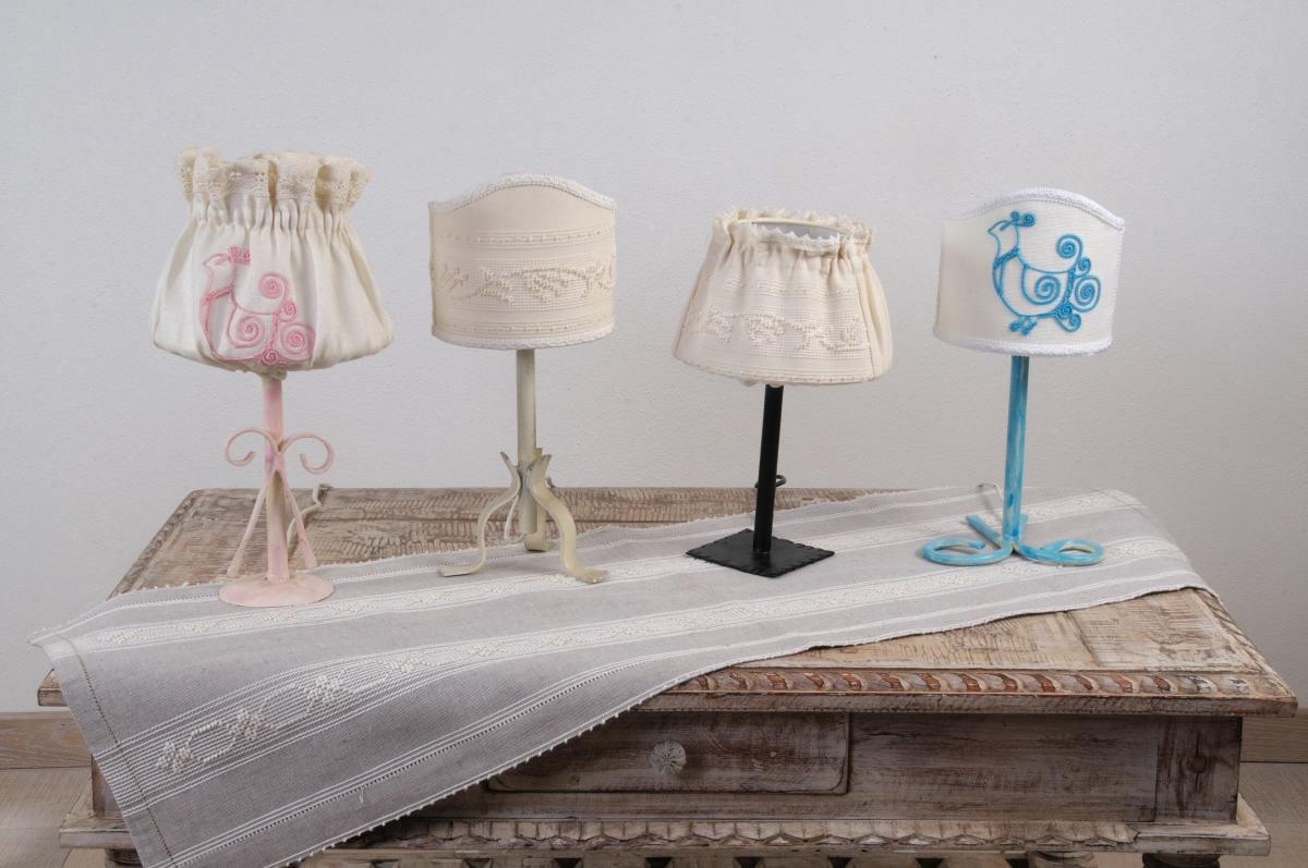 Art-9 abajour in ferro battuto e tessuto