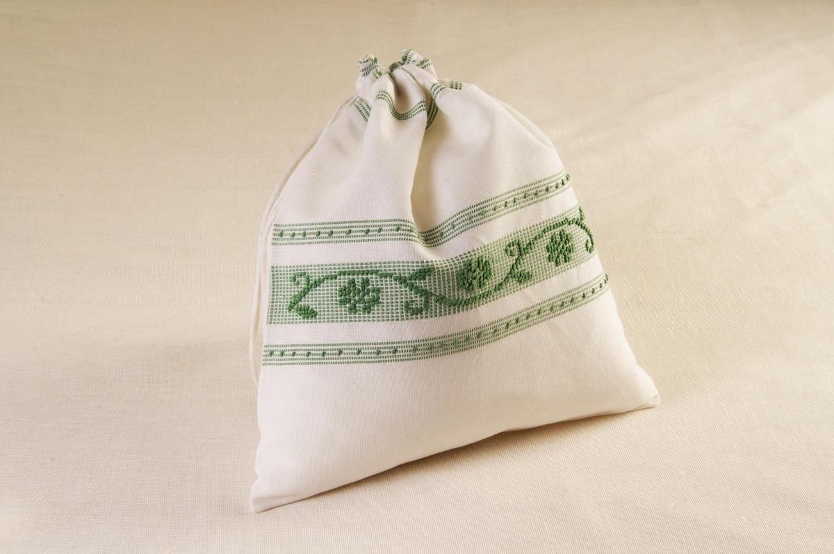 Art-9 sacco porta oggetti misto lino margherite verde salvia
