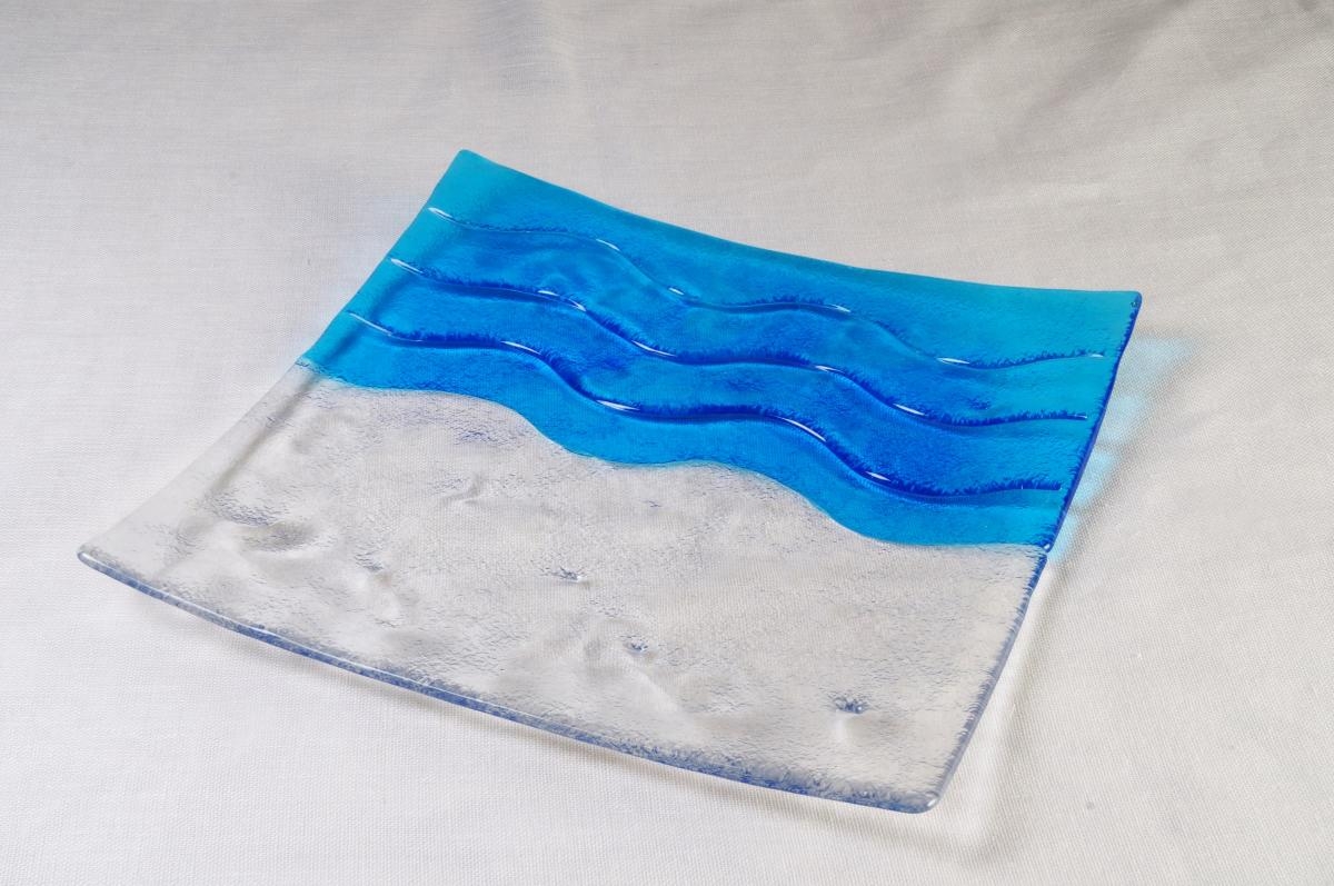 Art-6 centrotavola vetro blu e trasparente