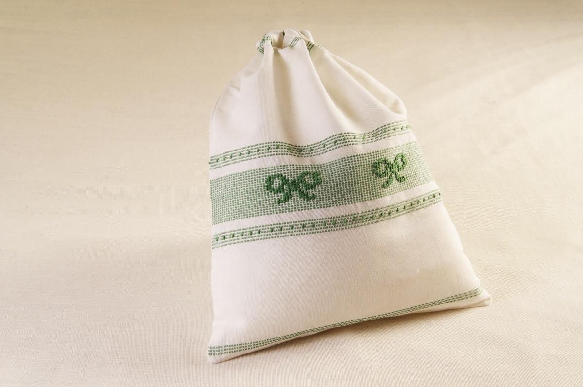 Art-11 sacco porta oggetti misto lino fiocchi verde salvia